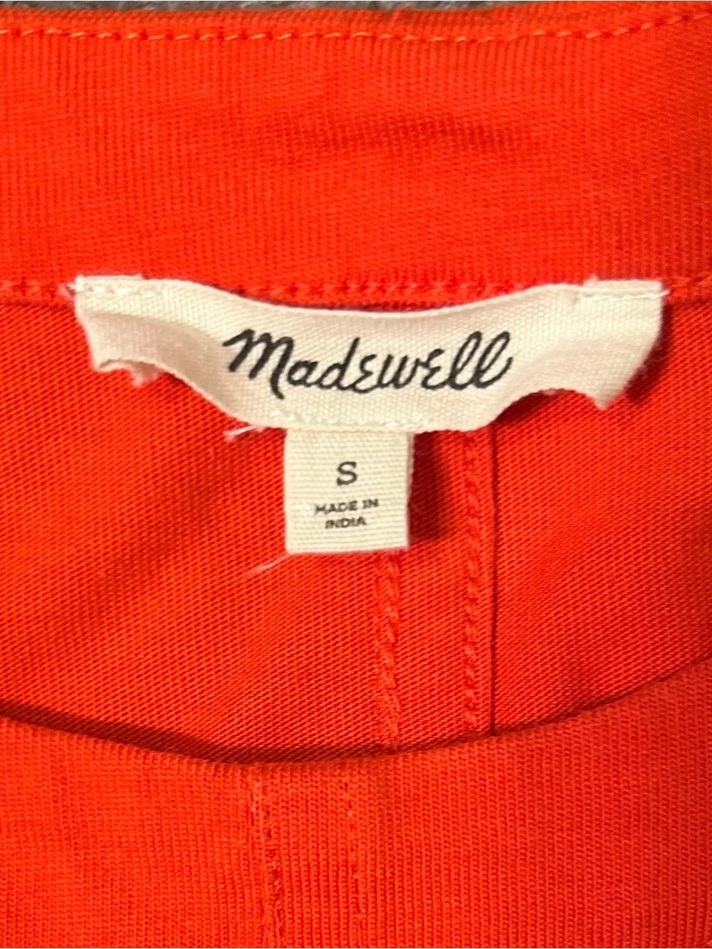 Madewell Puff Sleeve Tee Bright Flame Orange Top Size S 100% Cotton Jersey
